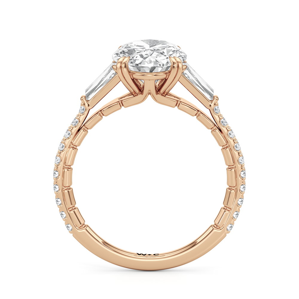 The Finial Ring with Oval Cut Diamond in 14KT Rose Gold view 3
