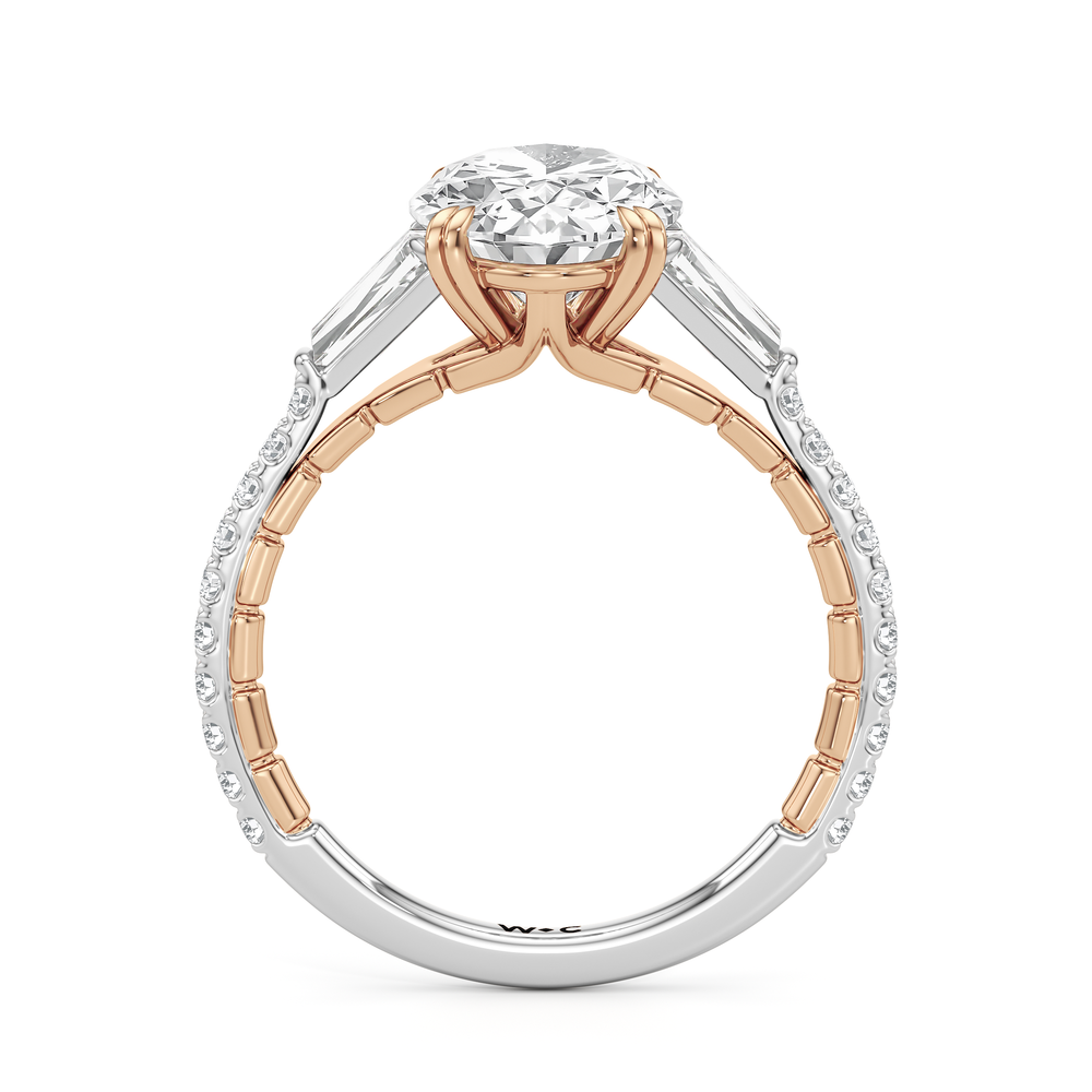 The Finial Ring with Oval Cut Diamond in 14KT White & Rose Gold view 3
