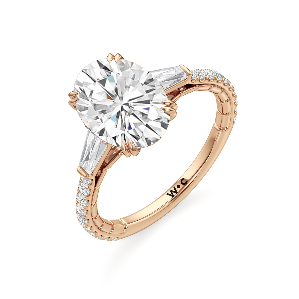 The Finial Ring with Oval Cut Diamond in 14KT Rose Gold view 4
