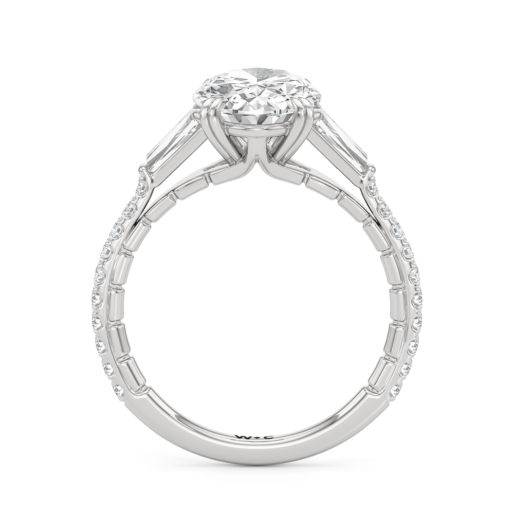 The Finial Ring with Oval Cut Diamond in 14KT Platinum view 3
