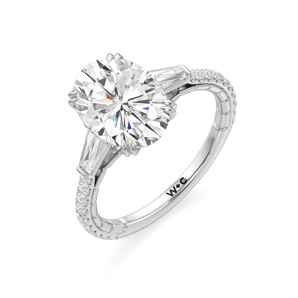 The Finial Ring with Oval Cut Diamond in 14KT Platinum view 4
