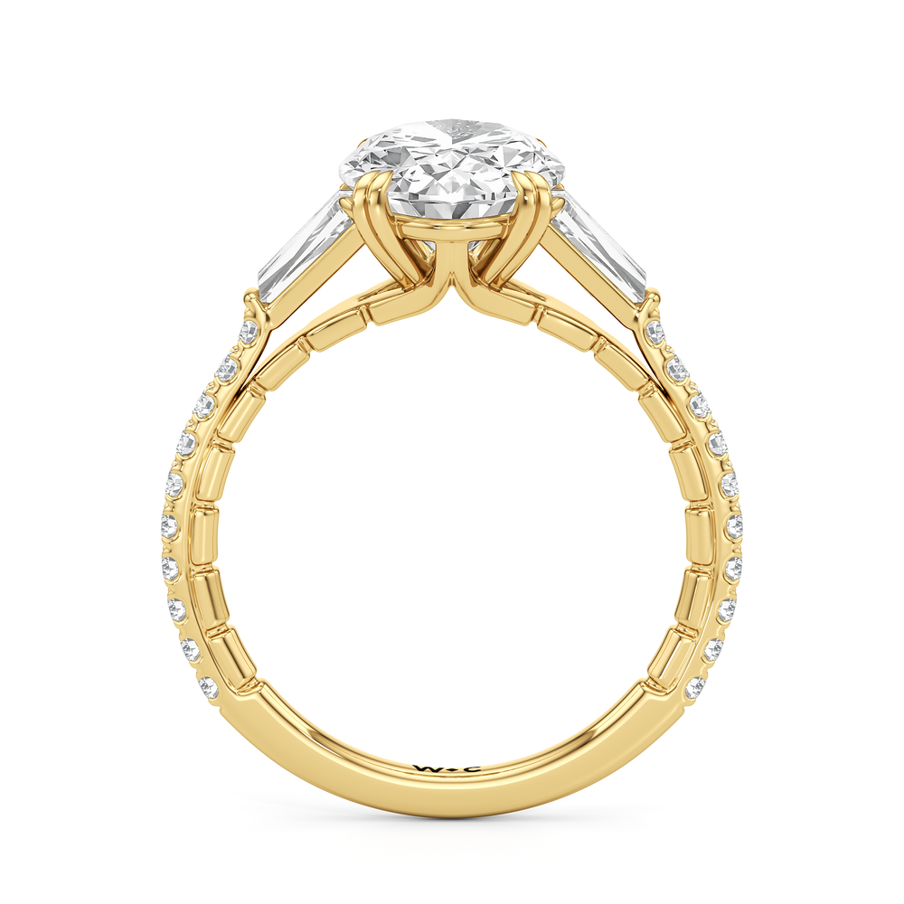 The Finial Ring with Oval Cut Diamond in 14KT Yellow Gold view 3
