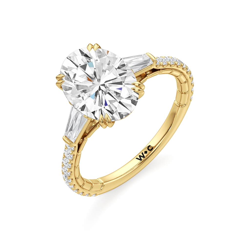 The Finial Ring with Oval Cut Diamond in 14KT Yellow Gold view 4
