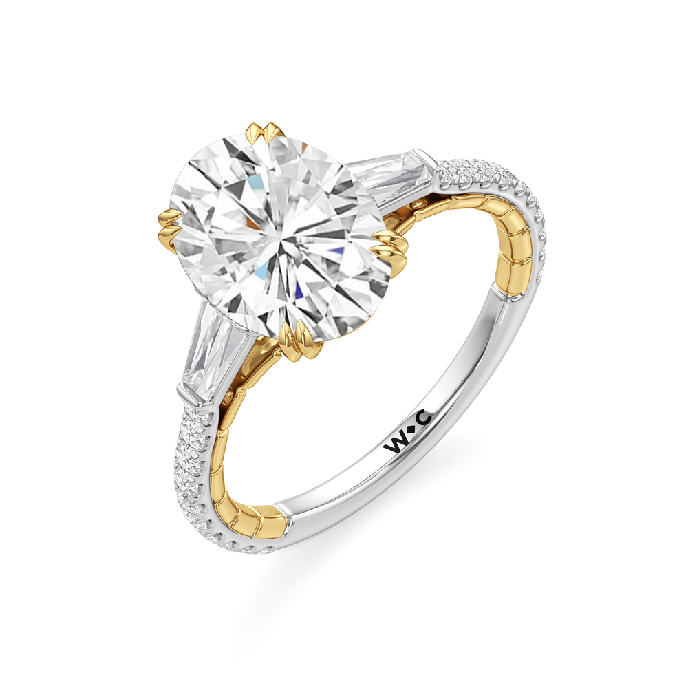 The Finial Ring with Oval Cut Diamond in 14KT White & Yellow Gold view 4
