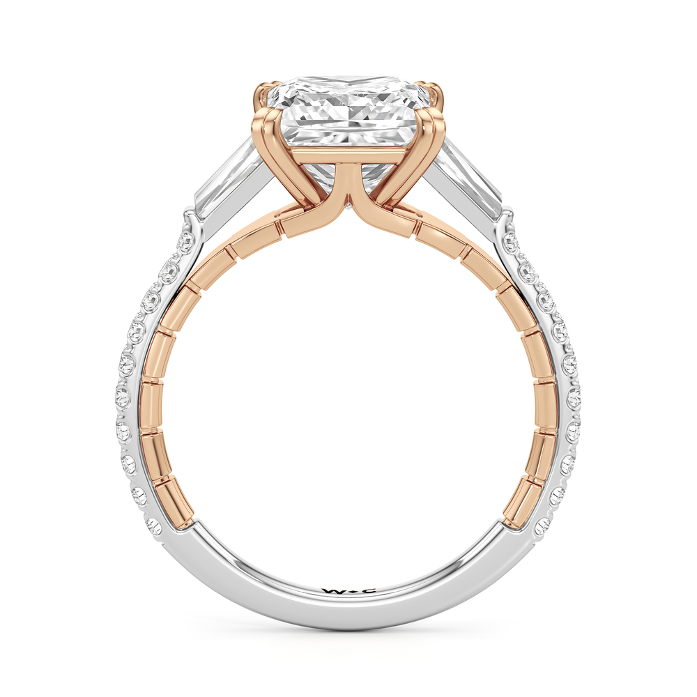 The Finial Ring with Princess Cut Diamond in 14KT White & Rose Gold view 3
