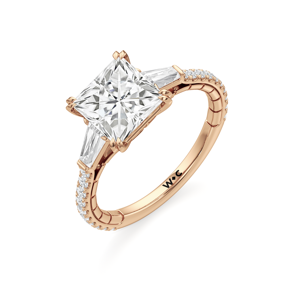 The Finial Ring with Princess Cut Diamond in 14KT Rose Gold view 4
