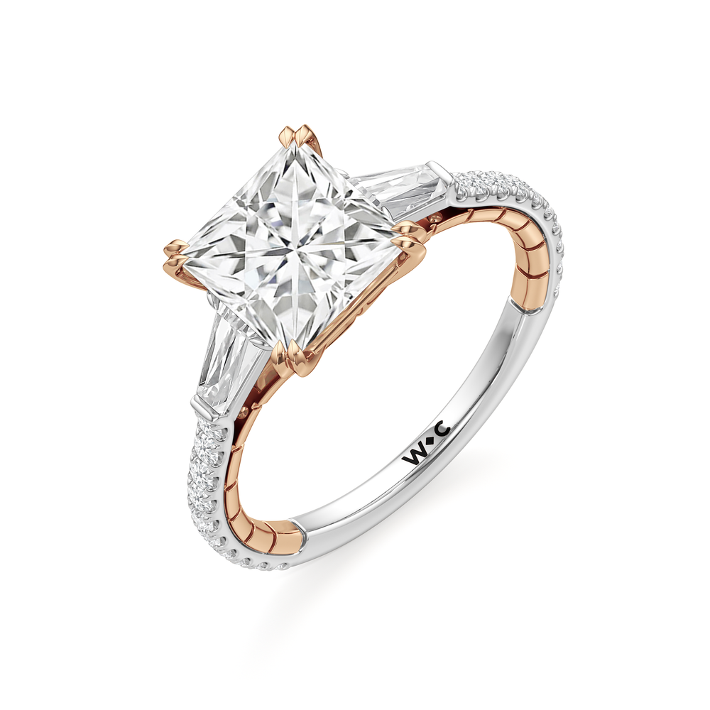 The Finial Ring with Princess Cut Diamond in 14KT White & Rose Gold view 4
