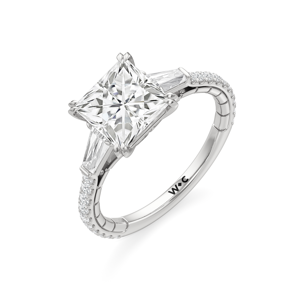 The Finial Ring with Princess Cut Diamond in 14KT Platinum view 4

