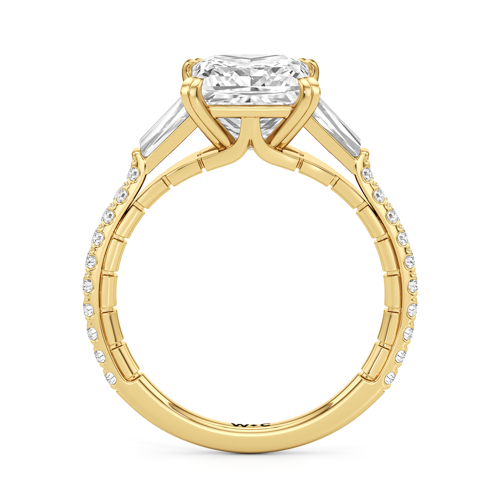 The Finial Ring with Princess Cut Diamond in 14KT Yellow Gold view 3

