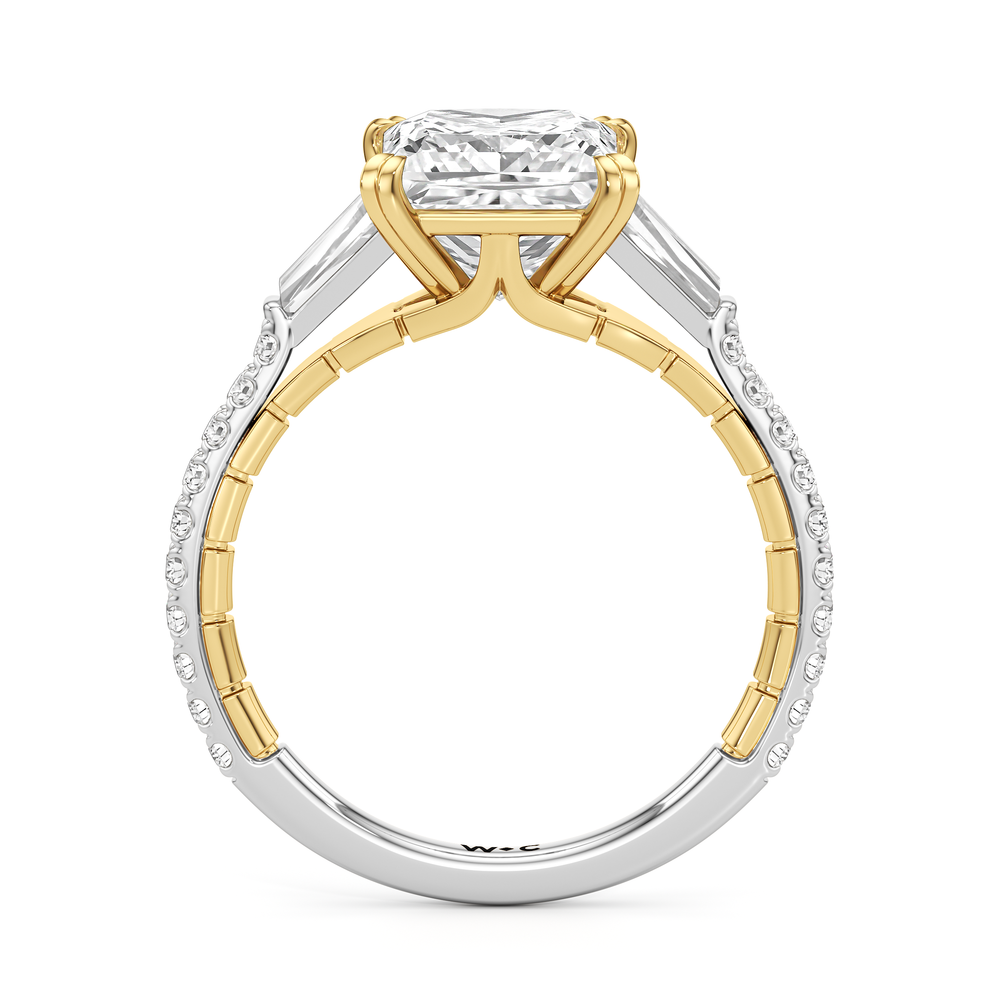The Finial Ring with Princess Cut Diamond in 14KT White & Yellow Gold view 3
