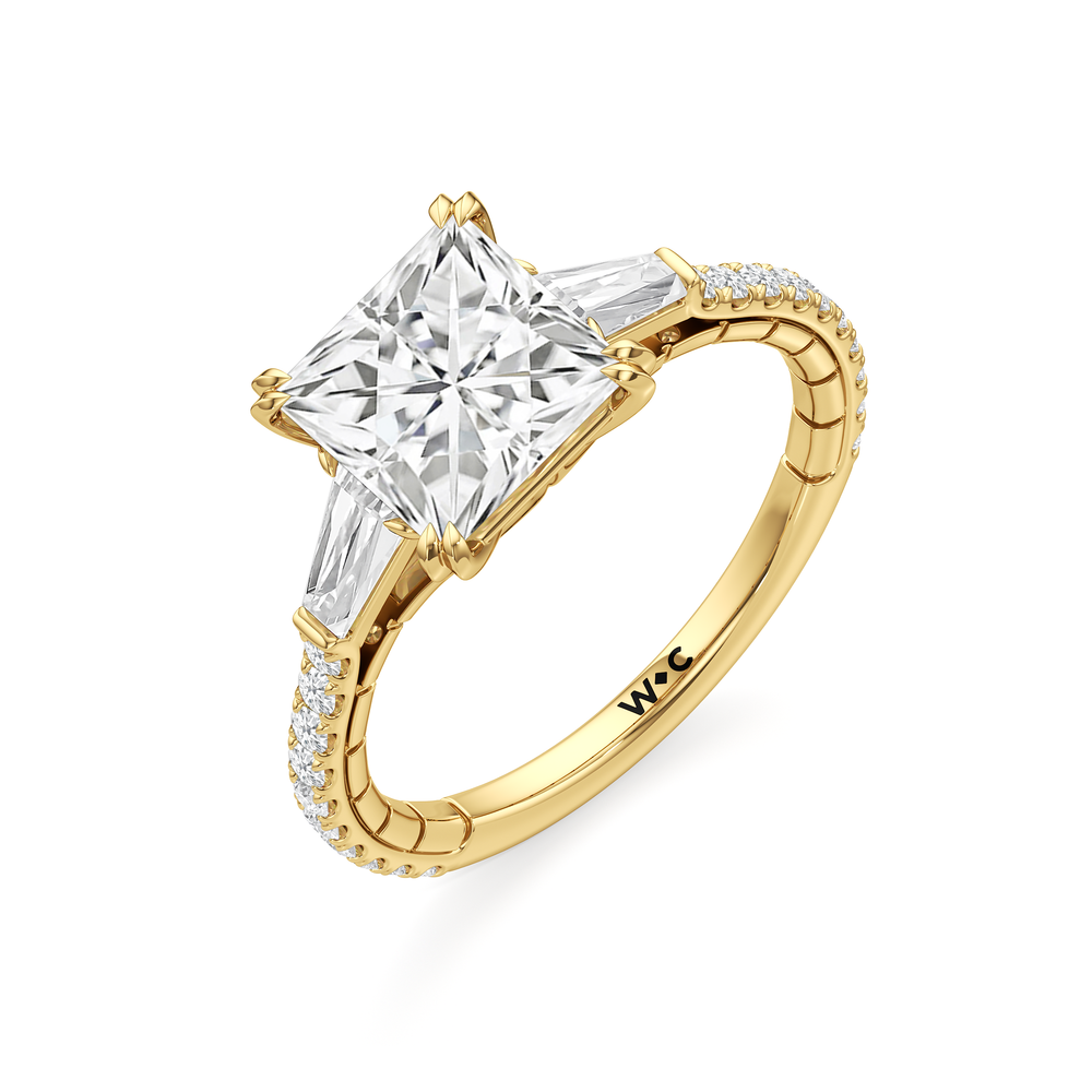 The Finial Ring with Princess Cut Diamond in 14KT Yellow Gold view 4
