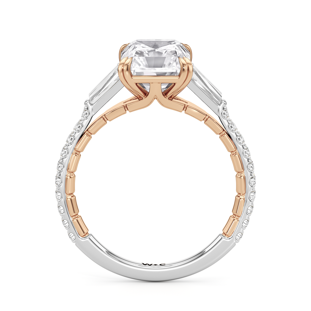 The Finial Ring with Radiant Cut Diamond in 14KT White & Rose Gold view 3
