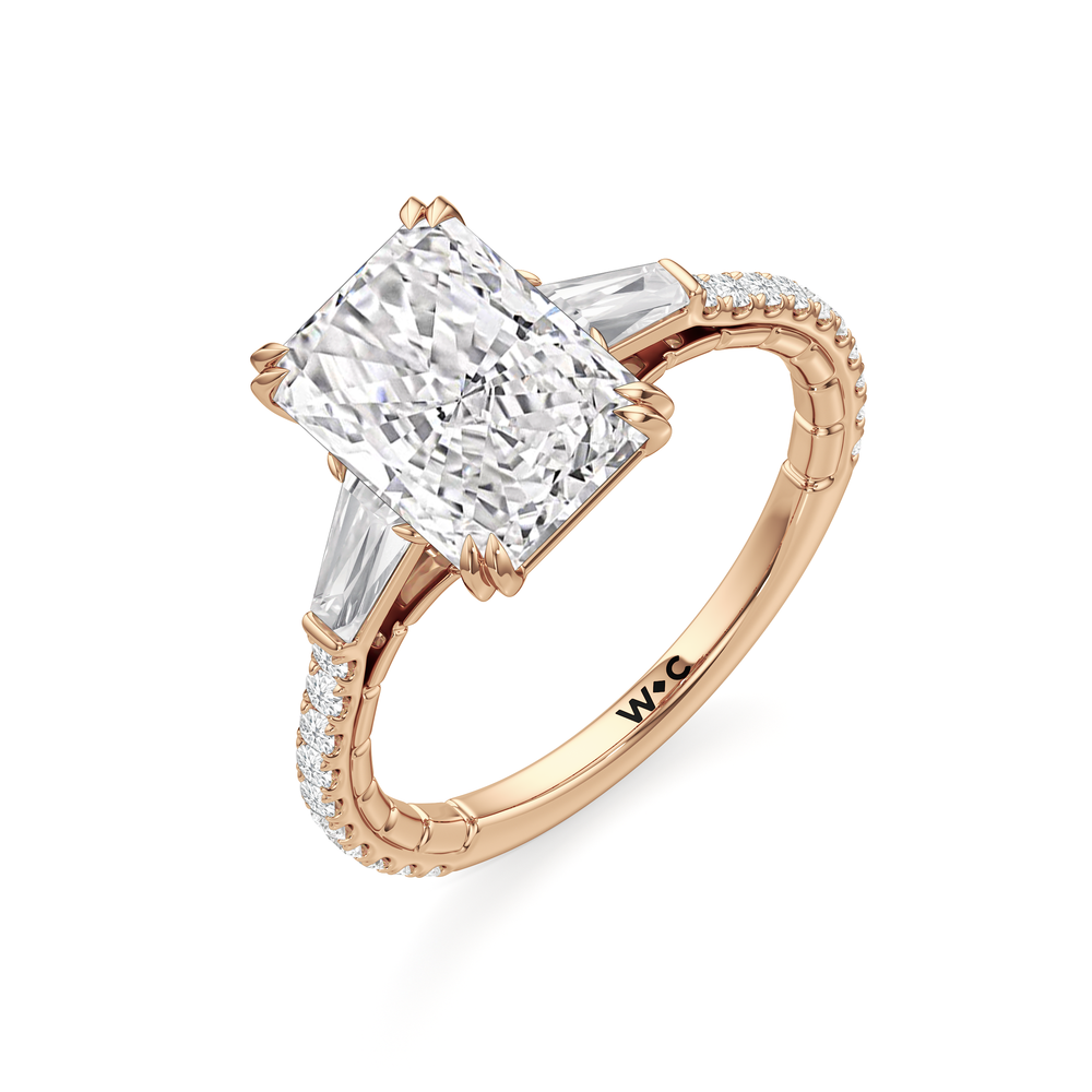 The Finial Ring with Radiant Cut Diamond in 14KT Rose Gold view 4

