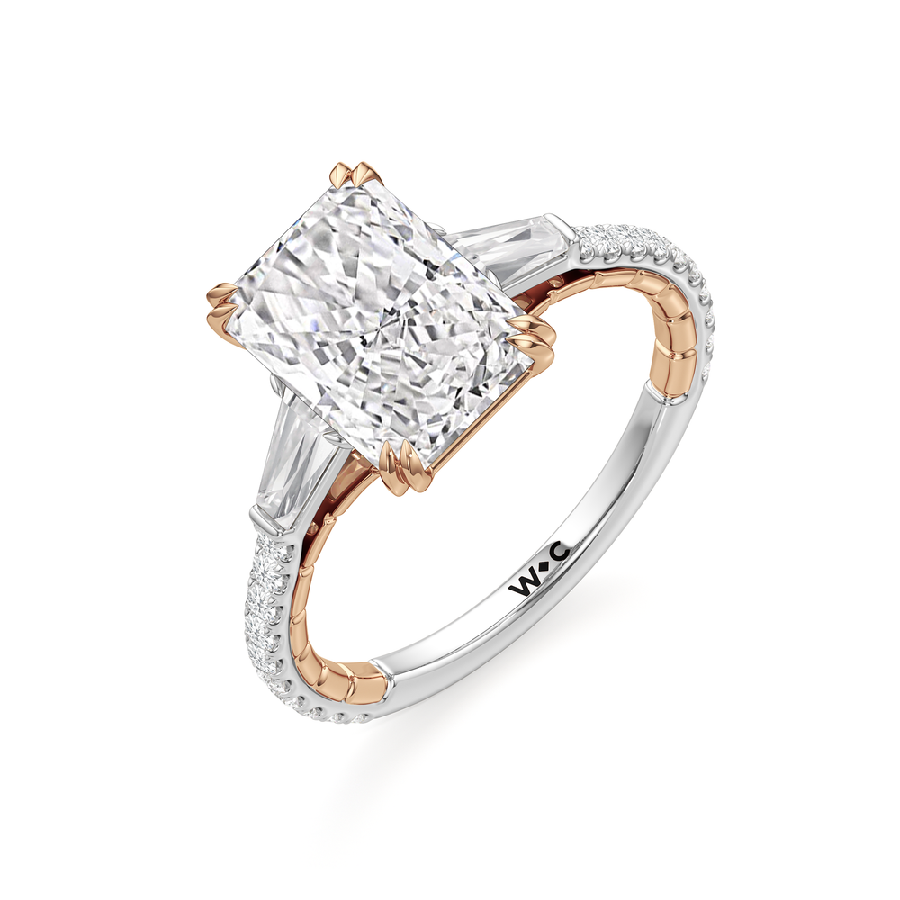 The Finial Ring with Radiant Cut Diamond in 14KT White & Rose Gold view 4
