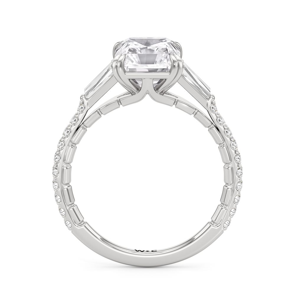 The Finial Ring with Radiant Cut Diamond in 14KT Platinum view 3
