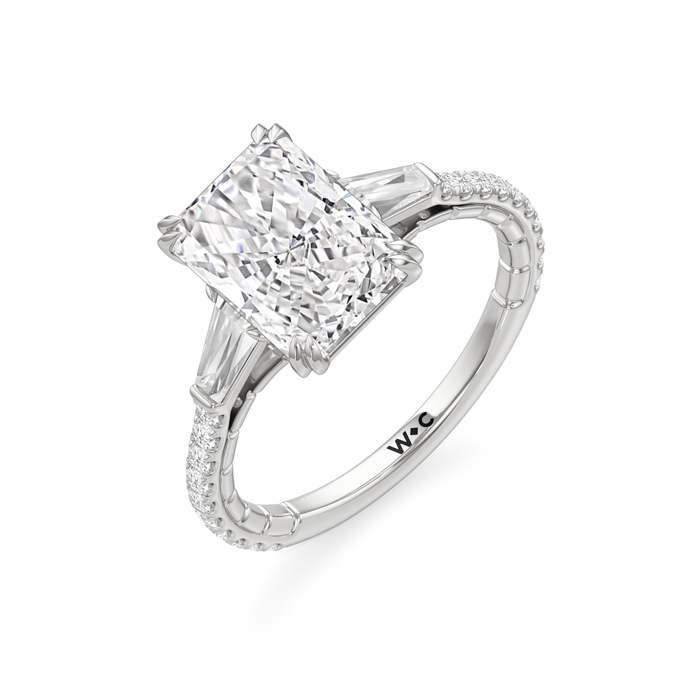 The Finial Ring with Radiant Cut Diamond in 14KT Platinum view 4
