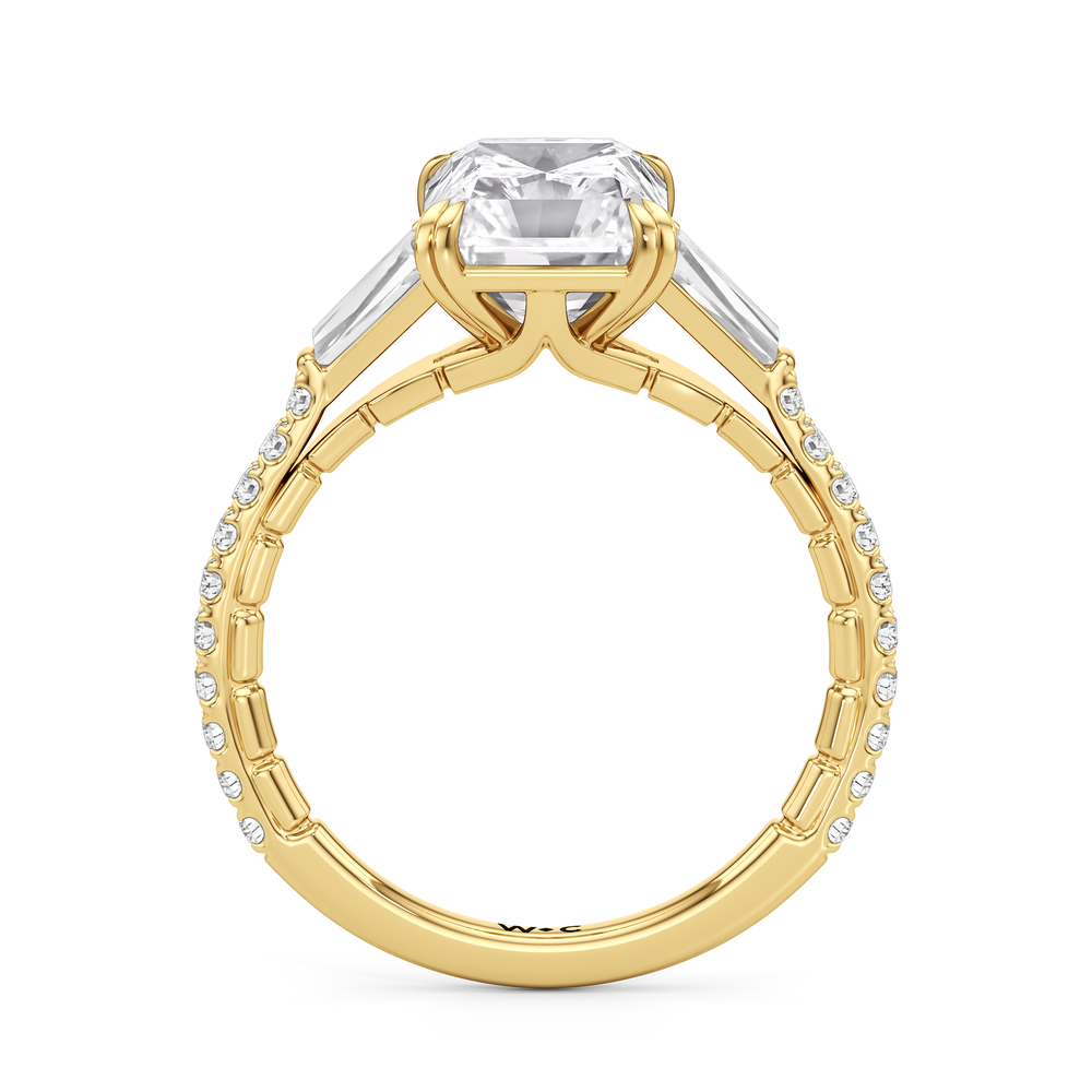 The Finial Ring with Radiant Cut Diamond in 14KT Yellow Gold view 3
