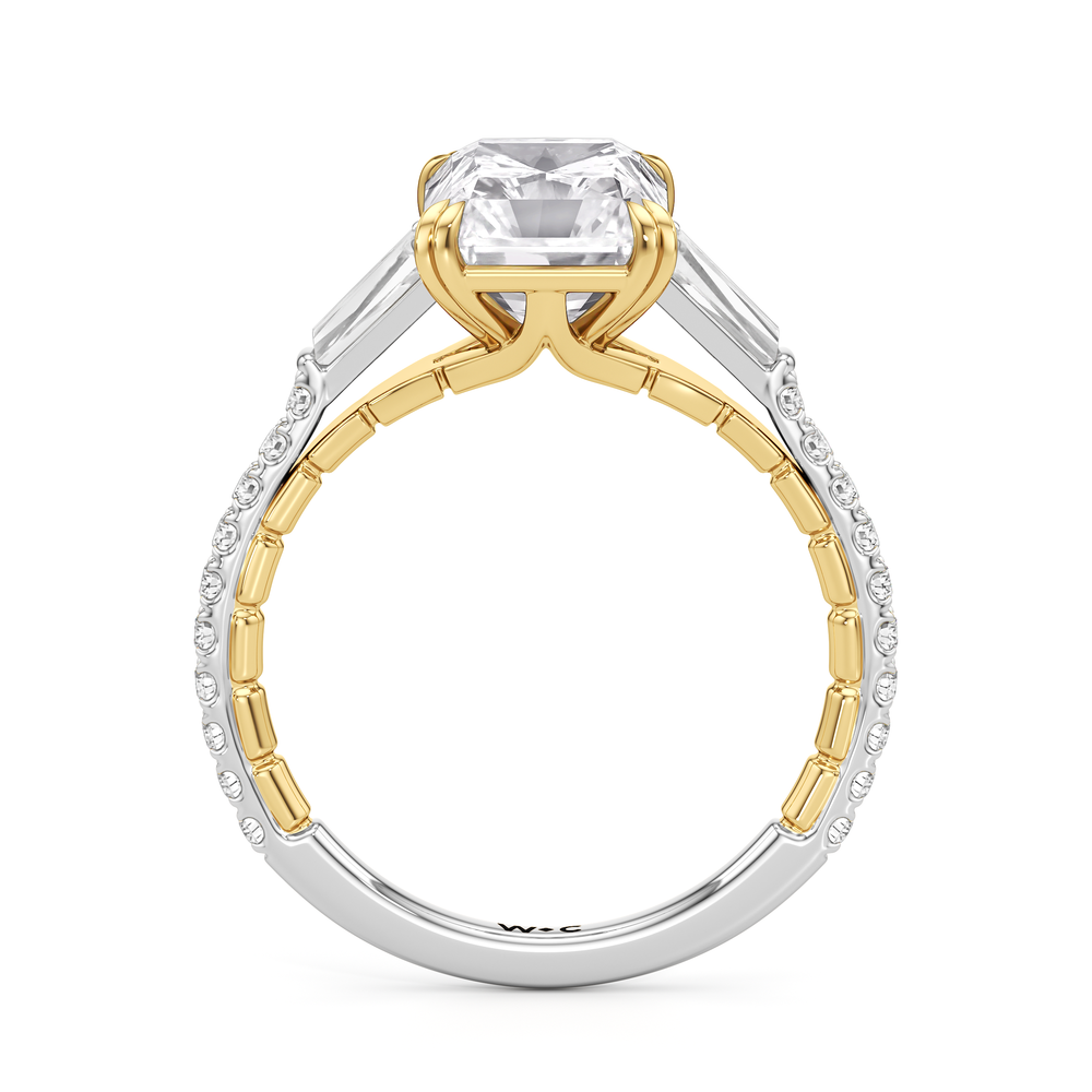 The Finial Ring with Radiant Cut Diamond in 14KT White & Yellow Gold view 3

