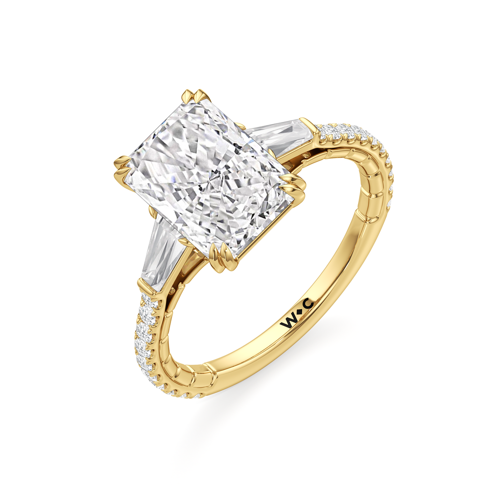 The Finial Ring with Radiant Cut Diamond in 14KT Yellow Gold view 4
