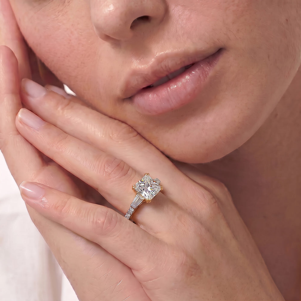 The Finial Ring with Princess Cut Diamond in 14KT White & Rose Gold view 4
