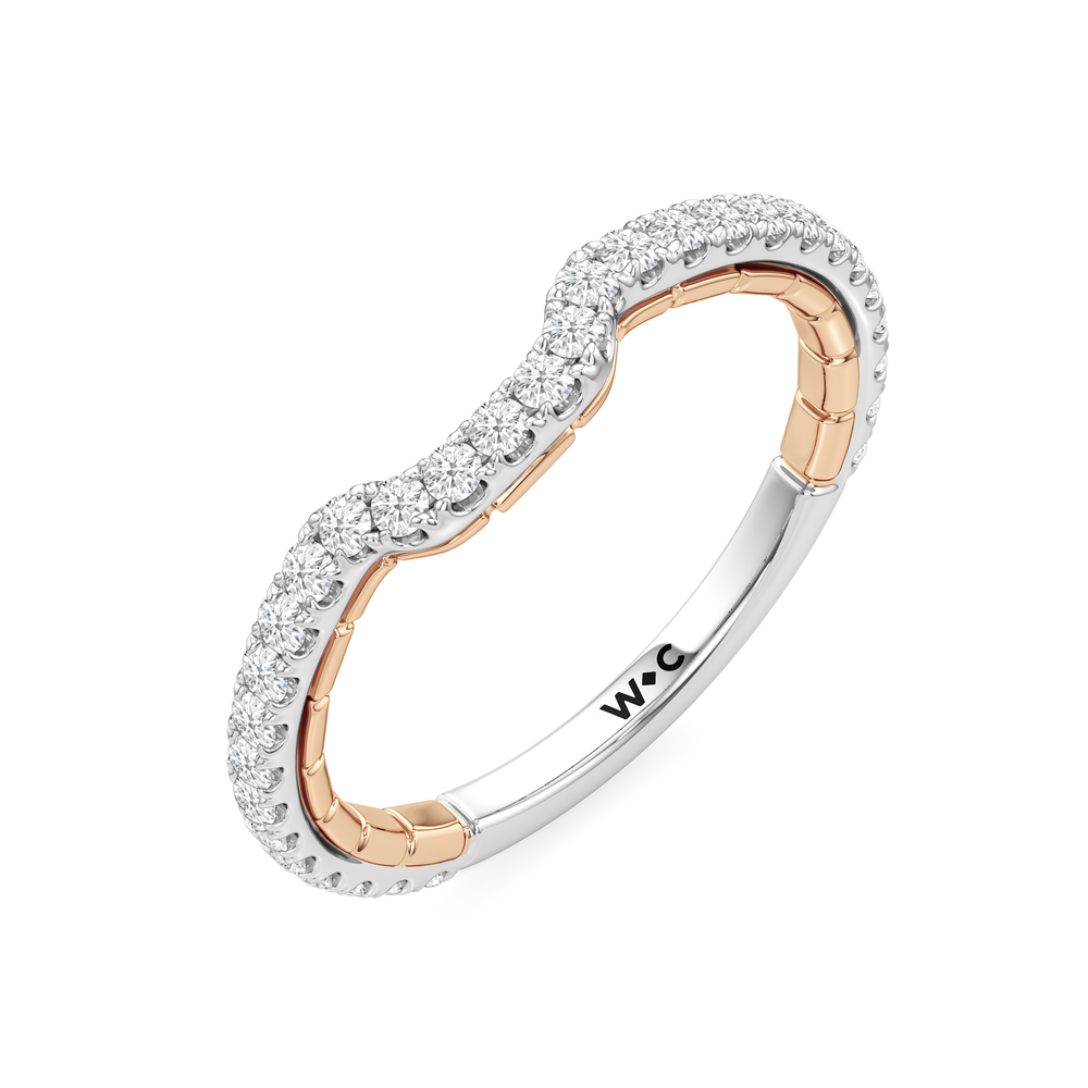 The Gilded Diamond Wedding Band with 18KT White & Rose Gold Cut Diamond in 14KT White & Rose Gold view 3

