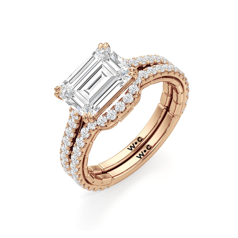 The Gilded Ring with Emerald Cut Diamond in 14KT Rose Gold view 5
