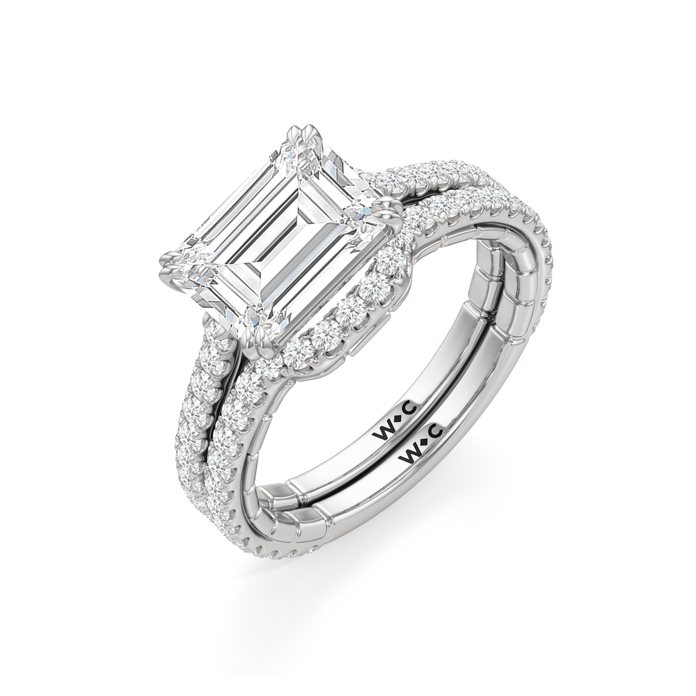 The Gilded Ring with Elongated Cushion Cut Diamond in 14KT Platinum view 5
