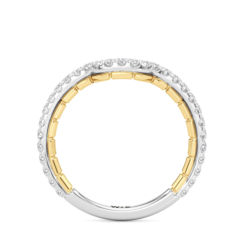 The Gilded Diamond Wedding Band with 18KT White & Yellow Gold Cut Diamond in 14KT White & Yellow Gold view 2
