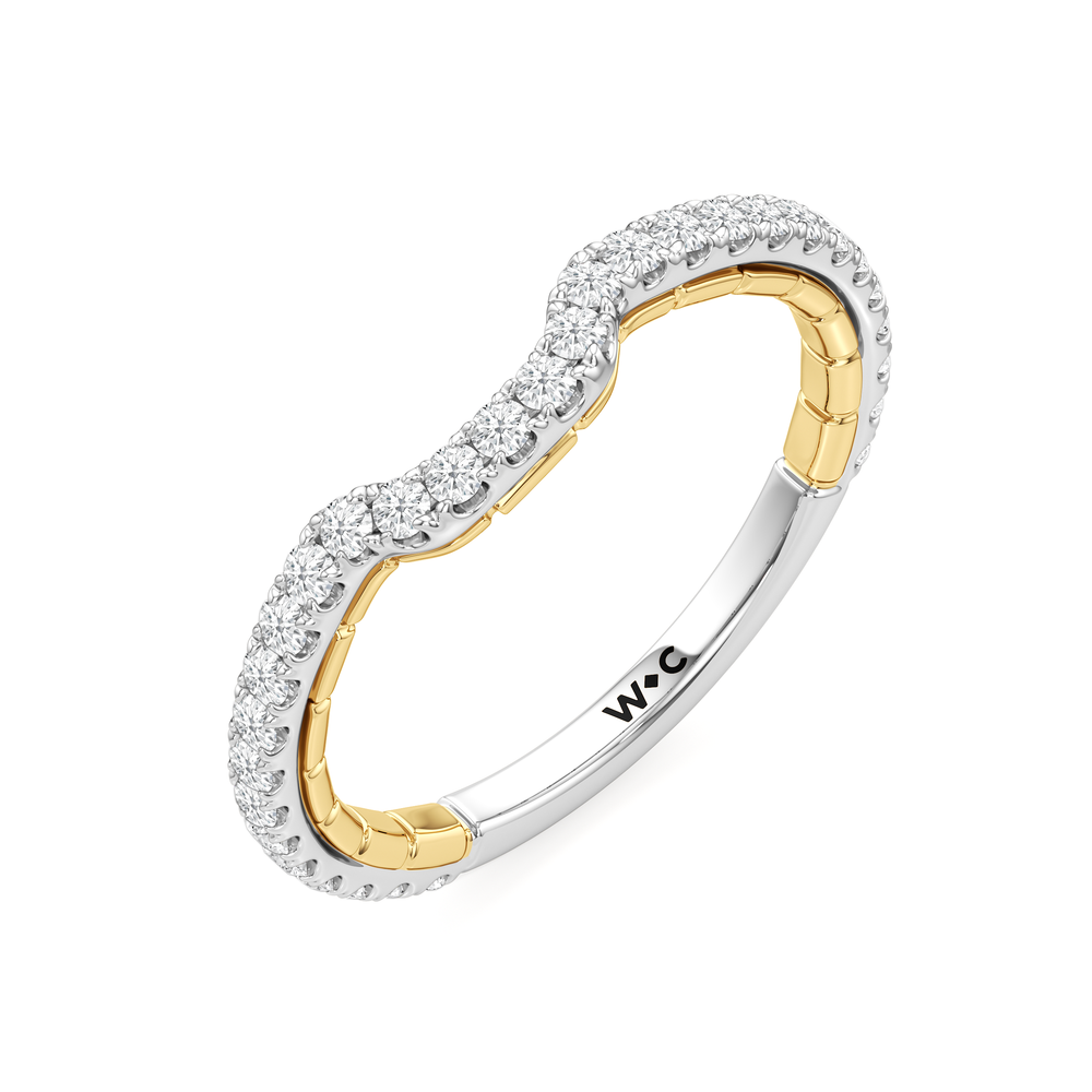 The Gilded Diamond Wedding Band with 18KT White & Yellow Gold Cut Diamond in 14KT White & Yellow Gold view 3
