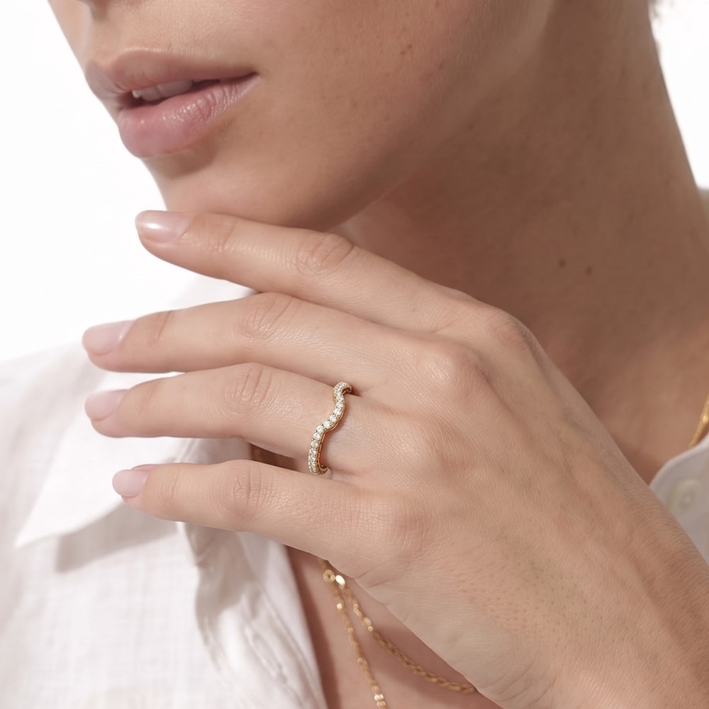 The Gilded Diamond Wedding Band with 18KT White & Yellow Gold Cut Diamond in 14KT White & Yellow Gold view 2
