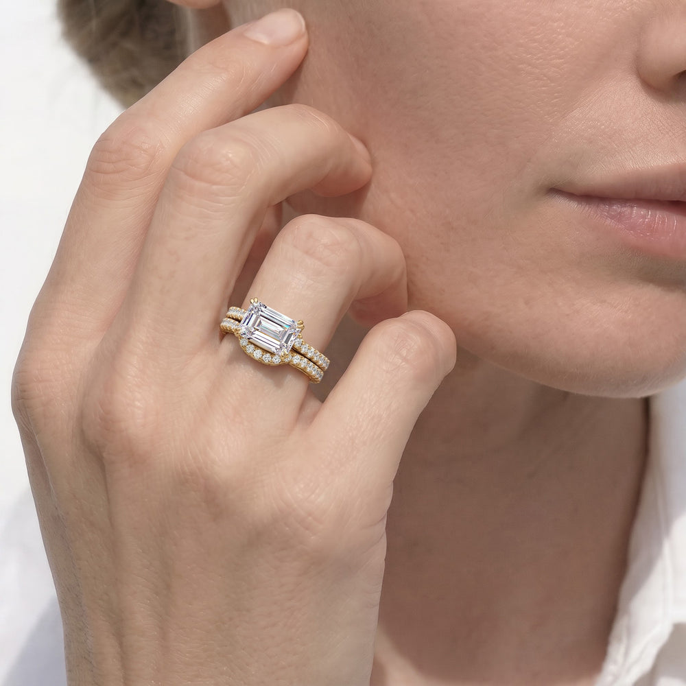The Gilded Diamond Wedding Band with 18KT White & Rose Gold Cut Diamond in 14KT White & Rose Gold view 3
