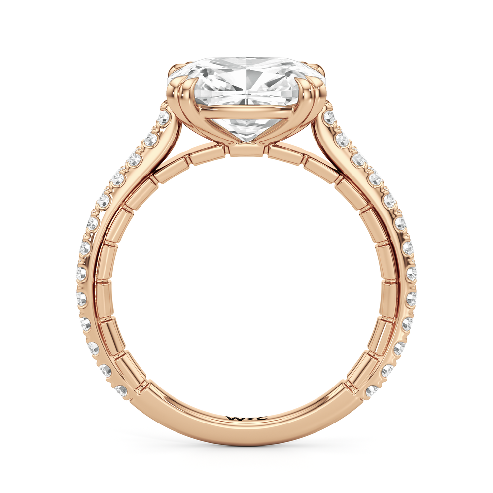 The Gilded Ring with Elongated Cushion Cut Diamond in 14KT Rose Gold view 3
