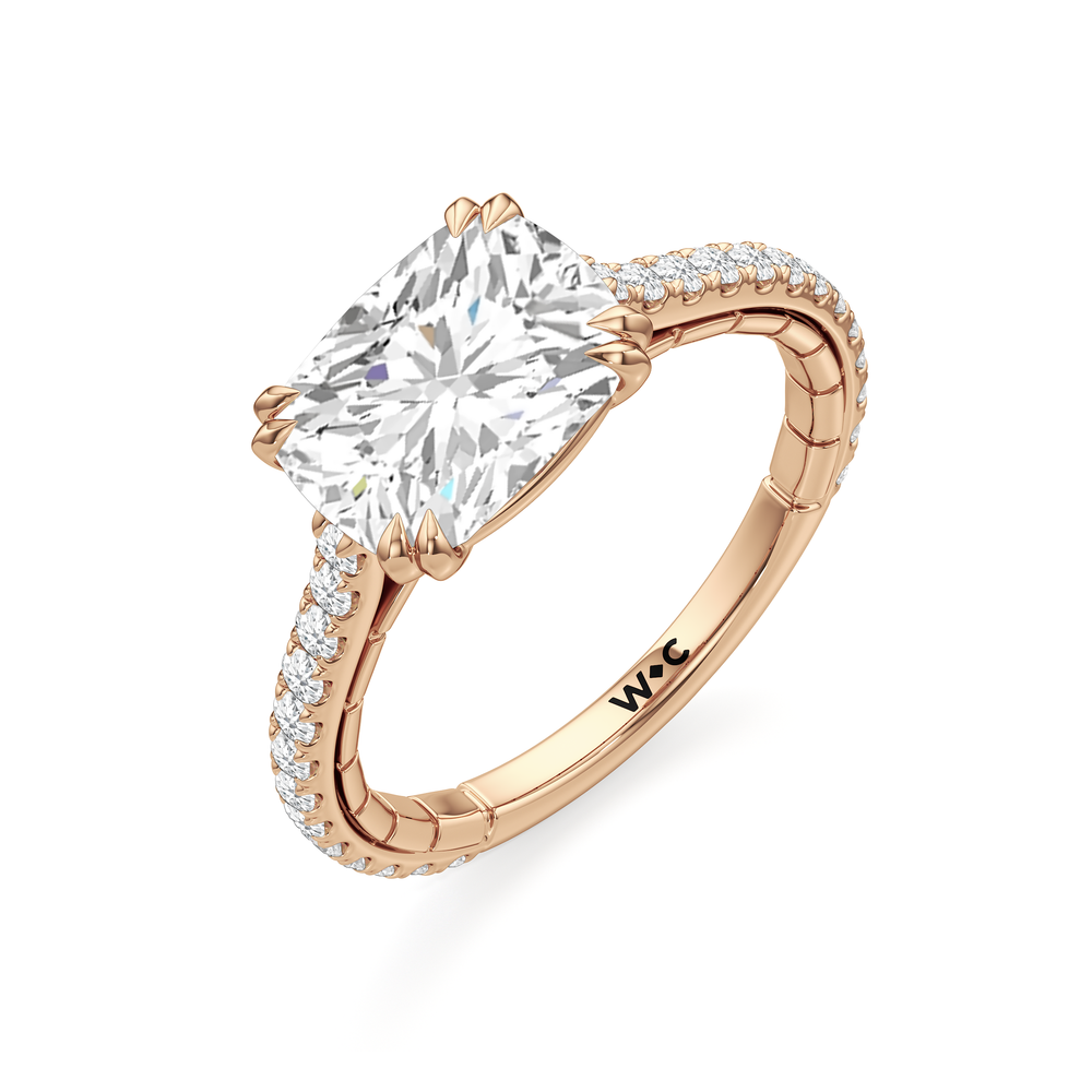 The Gilded Ring with Elongated Cushion Cut Diamond in 14KT Rose Gold view 4
