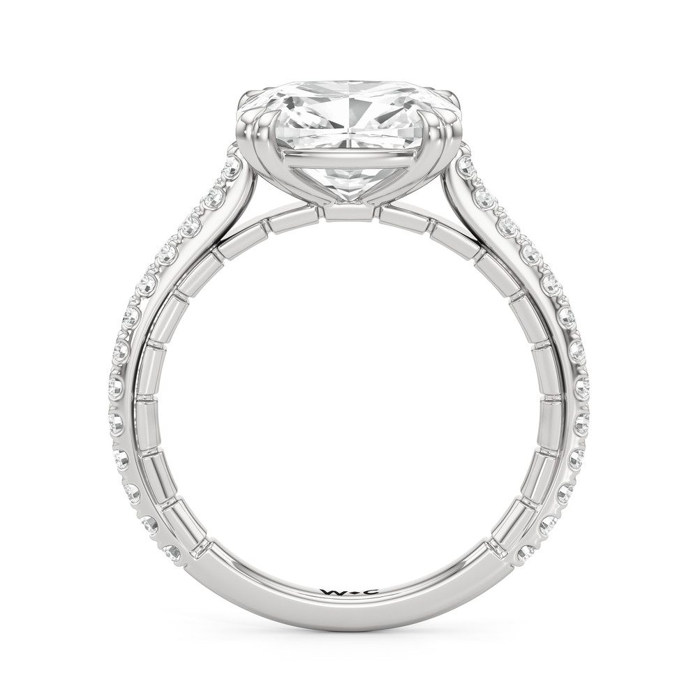 The Gilded Ring with Elongated Cushion Cut Diamond in 14KT Platinum view 3
