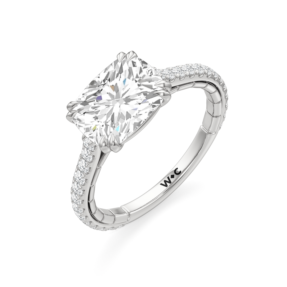 The Gilded Ring with Elongated Cushion Cut Diamond in 14KT Platinum view 4
