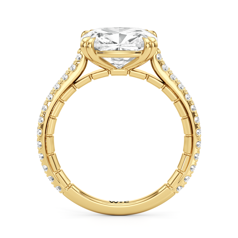 The Gilded Ring with Elongated Cushion Cut Diamond in 14KT Yellow Gold view 3
