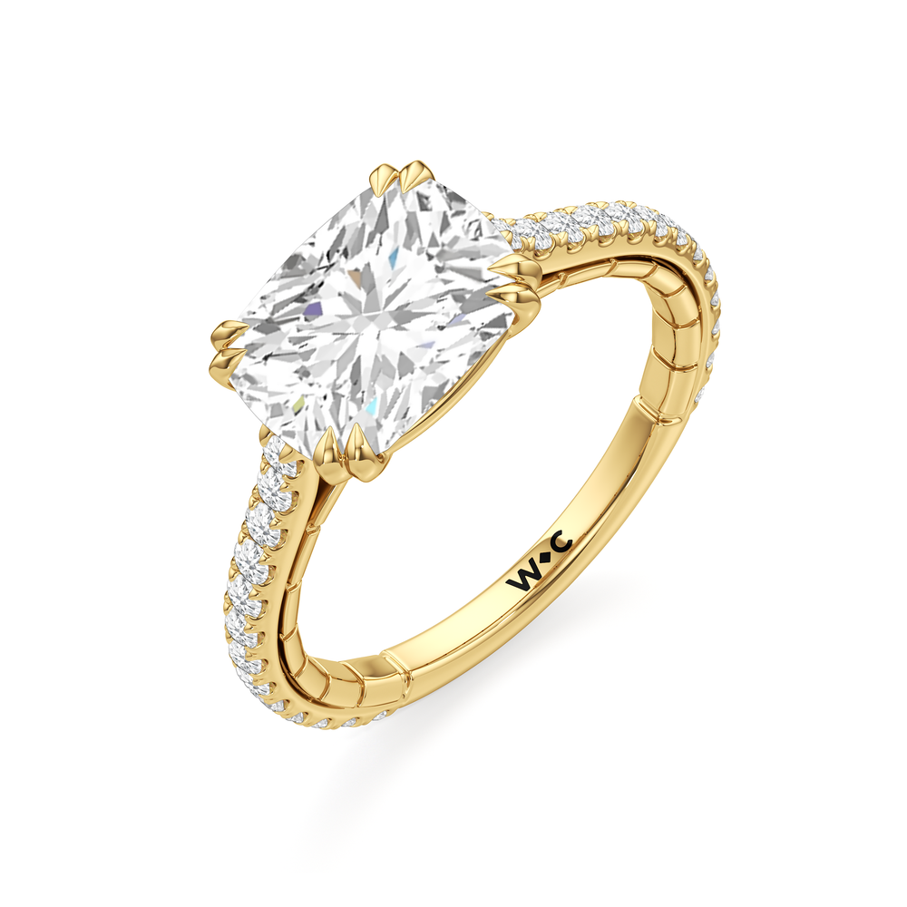 The Gilded Ring with Elongated Cushion Cut Diamond in 14KT Yellow Gold view 4
