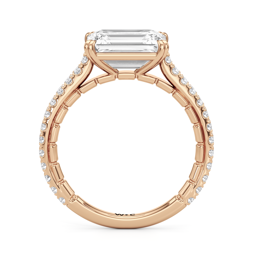 The Gilded Ring with Emerald Cut Diamond in 14KT Rose Gold view 3
