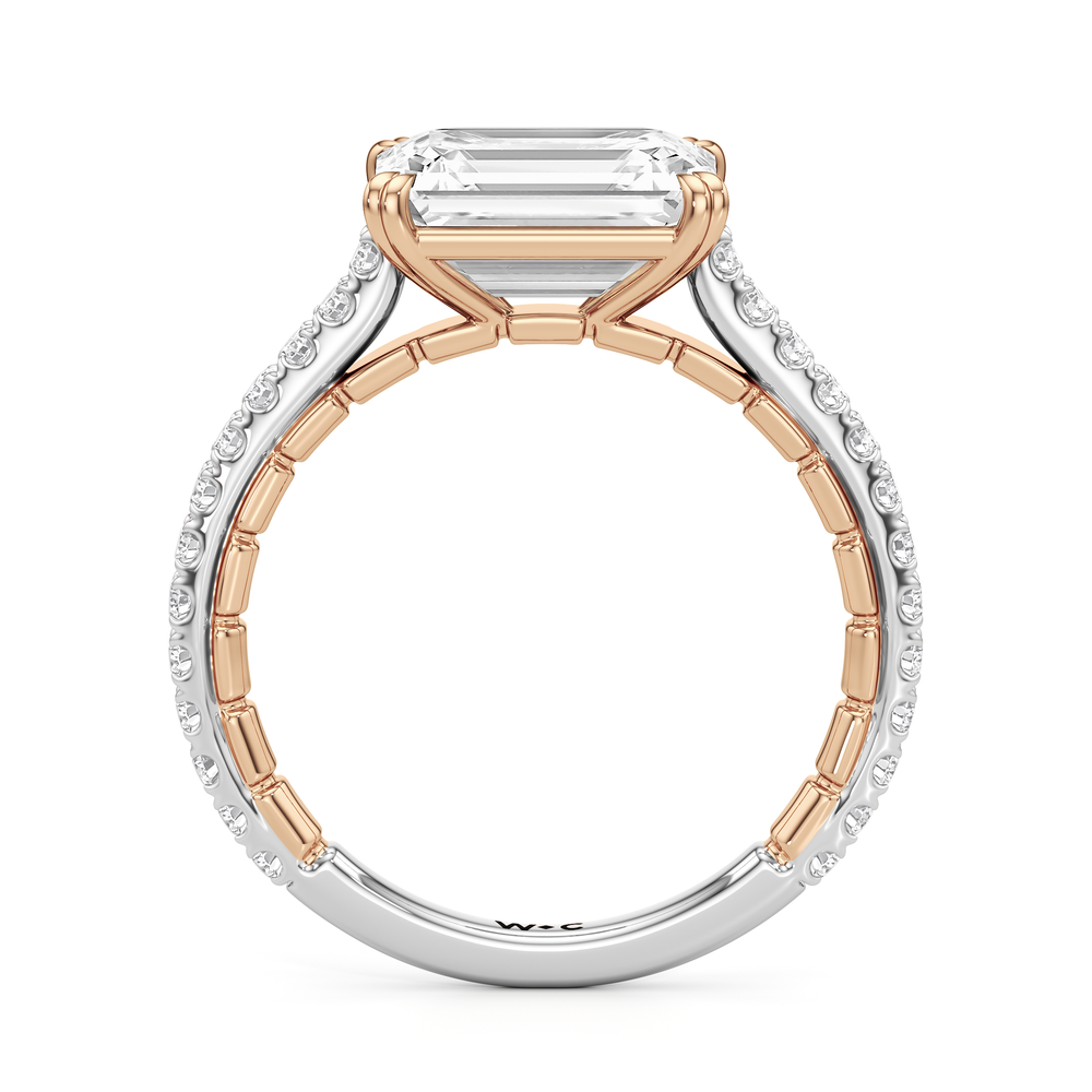The Gilded Ring with Emerald Cut Diamond in 14KT White & Rose Gold view 3
