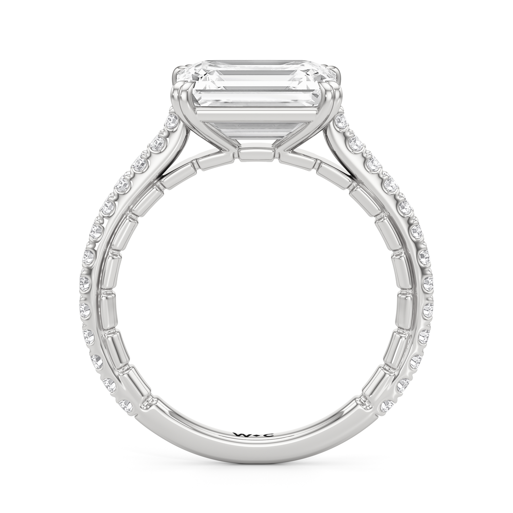 The Gilded Ring with Emerald Cut Diamond in 14KT Platinum view 3

