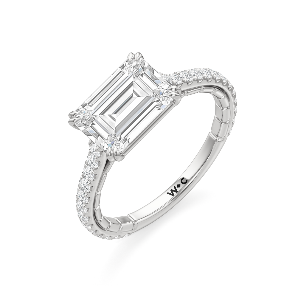 The Gilded Ring with Emerald Cut Diamond in 14KT Platinum view 4
