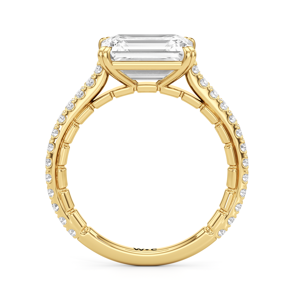 The Gilded Ring with Emerald Cut Diamond in 14KT Yellow Gold view 3
