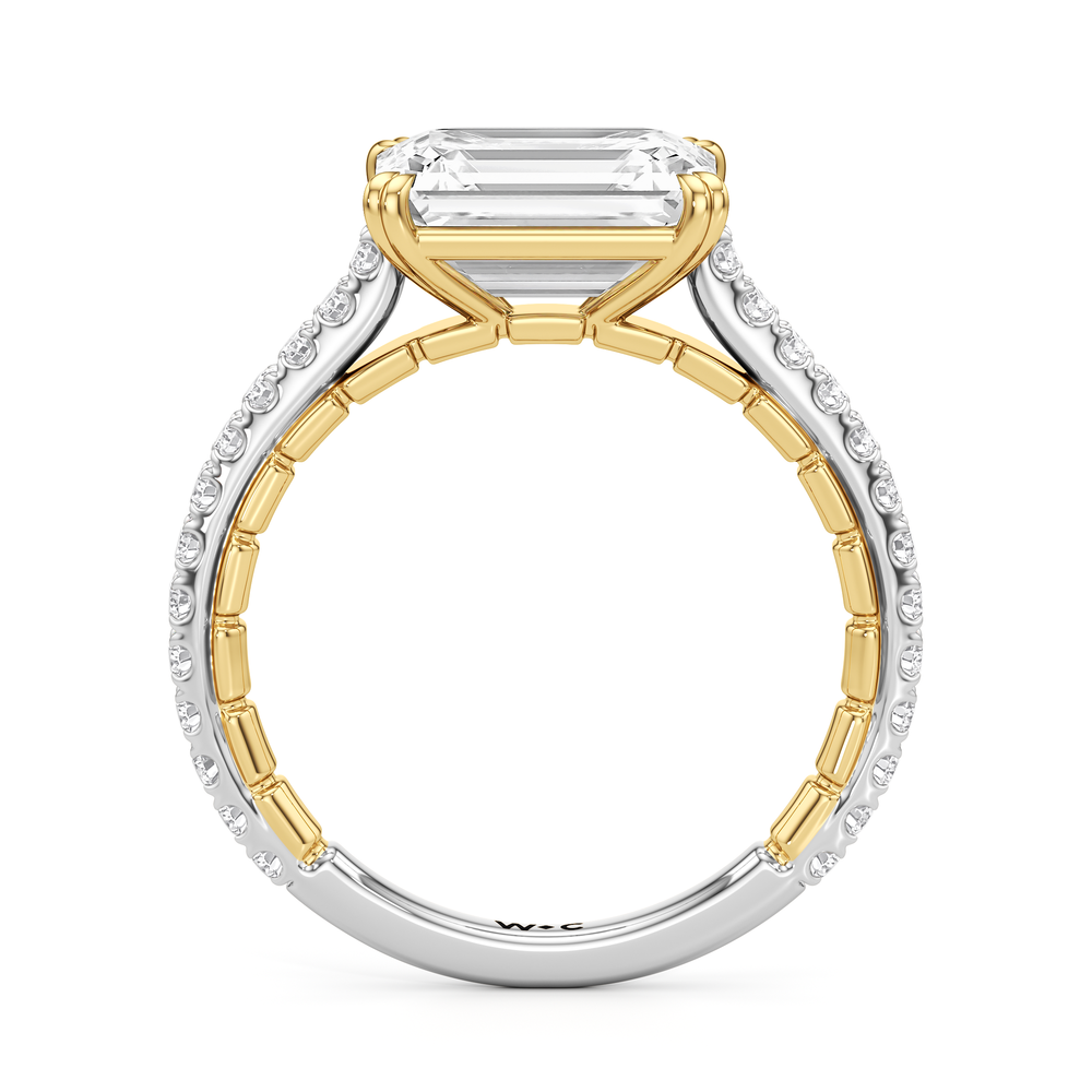The Gilded Ring with Emerald Cut Diamond in 14KT White & Yellow Gold view 3
