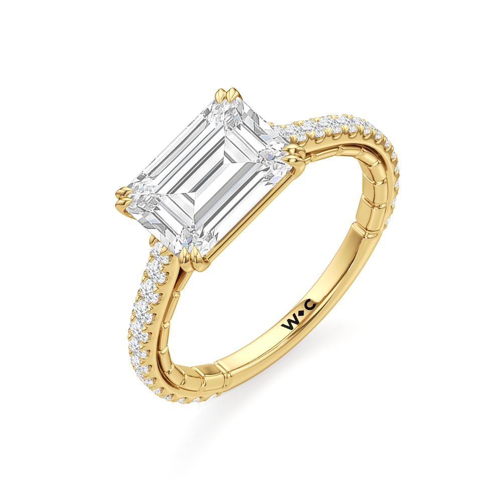 The Gilded Ring with Emerald Cut Diamond in 14KT Yellow Gold view 4
