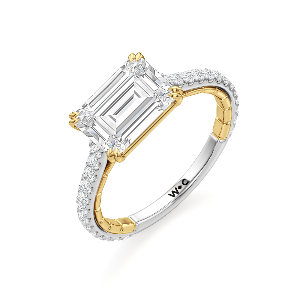 The Gilded Ring with Emerald Cut Diamond in 14KT White & Yellow Gold view 4
