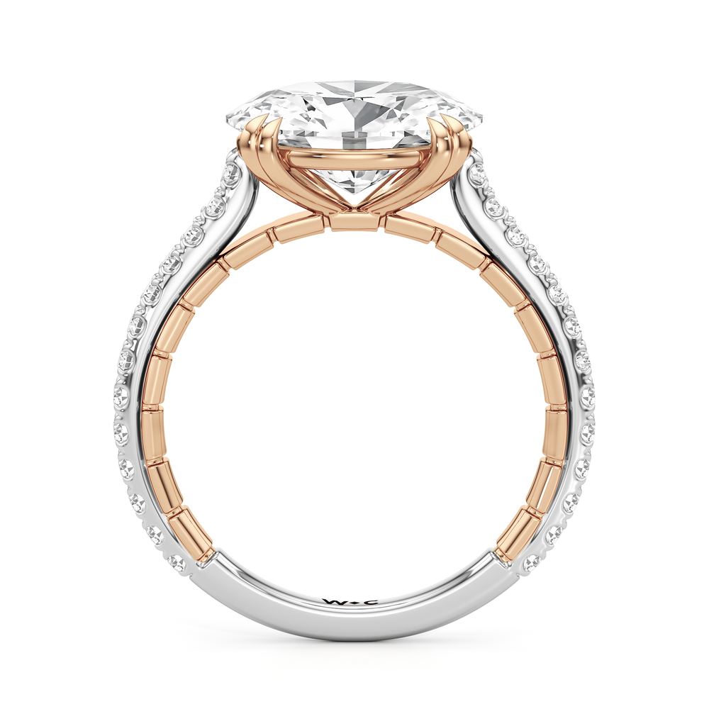 The Gilded Ring with Oval Cut Diamond in 14KT White & Rose Gold view 3
