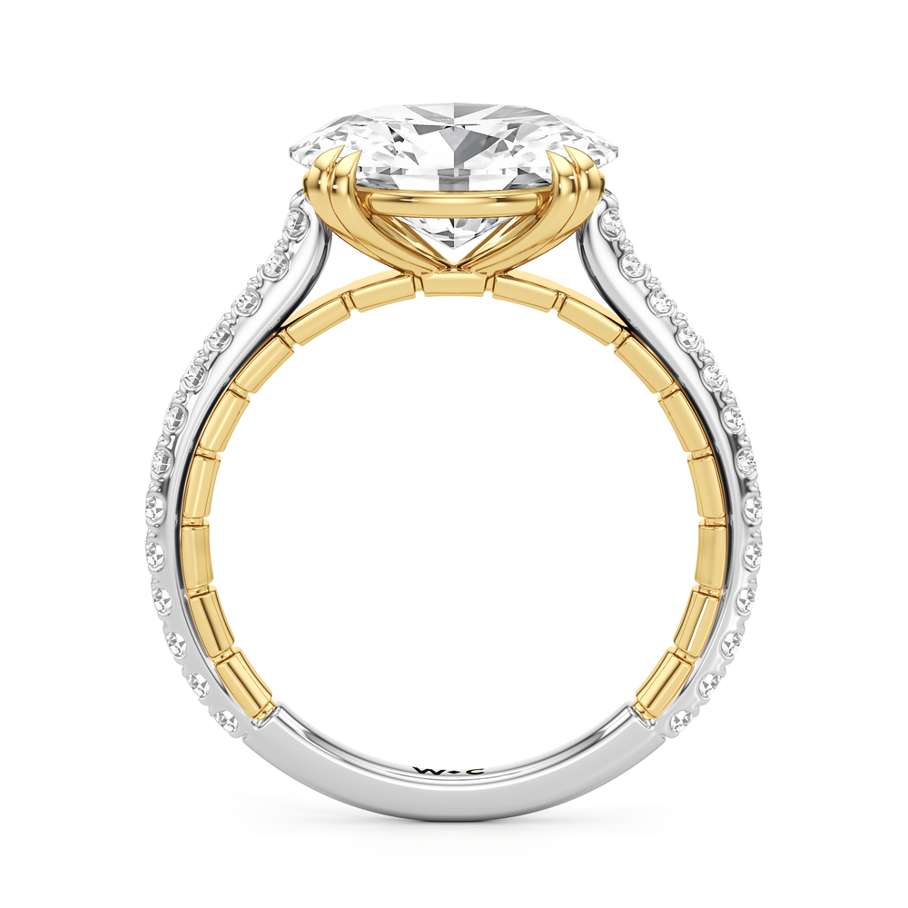 The Gilded Ring with Oval Cut Diamond in 14KT White & Yellow Gold view 3
