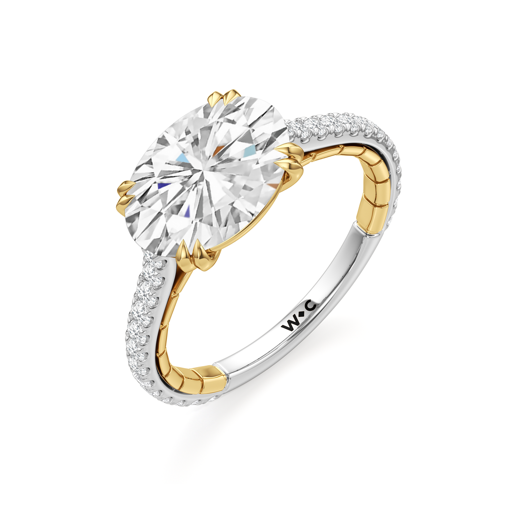 The Gilded Ring with Oval Cut Diamond in 14KT White & Yellow Gold view 4

