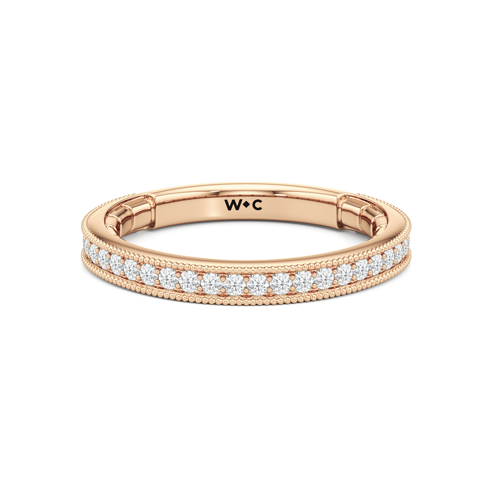 The Garland Diamond Wedding Band with 18KT Rose Gold Cut Diamond in 14KT Rose Gold view 1
