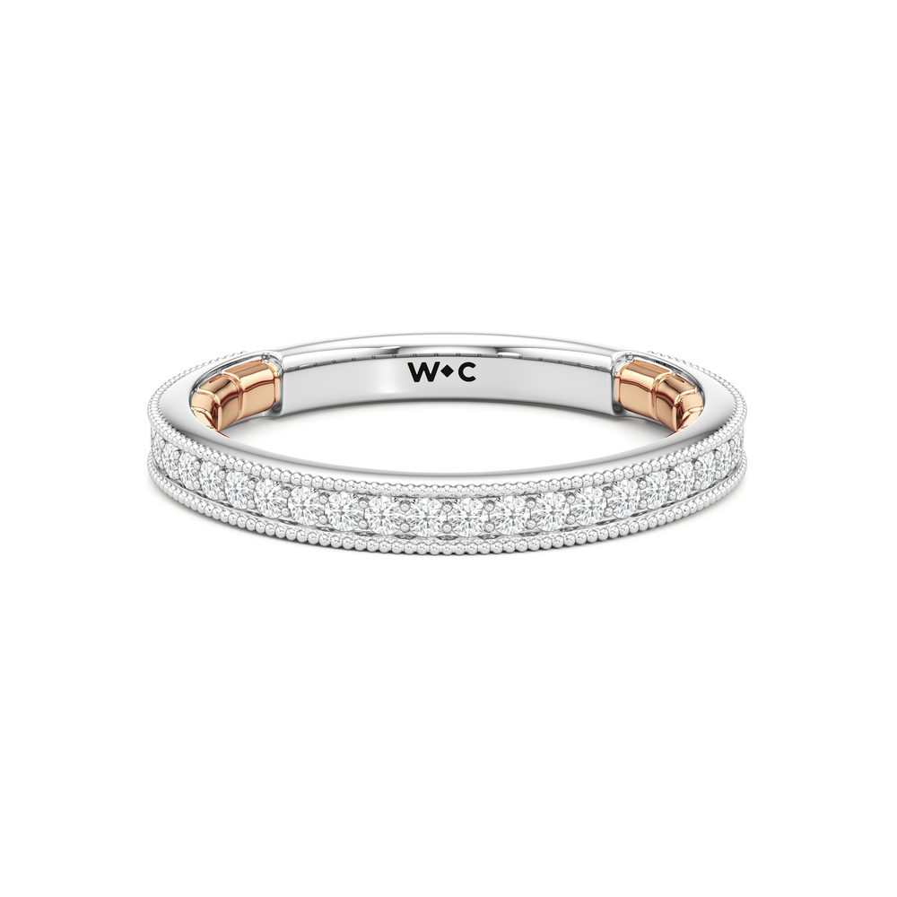 The Garland Diamond Wedding Band with 18KT White & Rose Gold Cut Diamond in 14KT White & Rose Gold view 1
